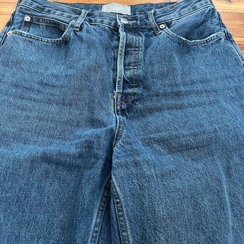 Everlane 90s Way High Organic Cotton Classic Blue Straight Wide Leg Cute Jeans - Picture 8 of 15